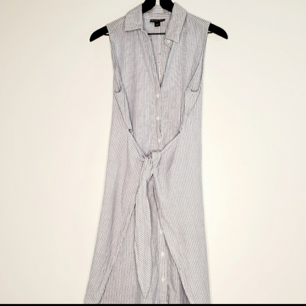 THREAD STORY PIN STRIPE SHIRT SLEEVELESS DRESS SIZE LARGE